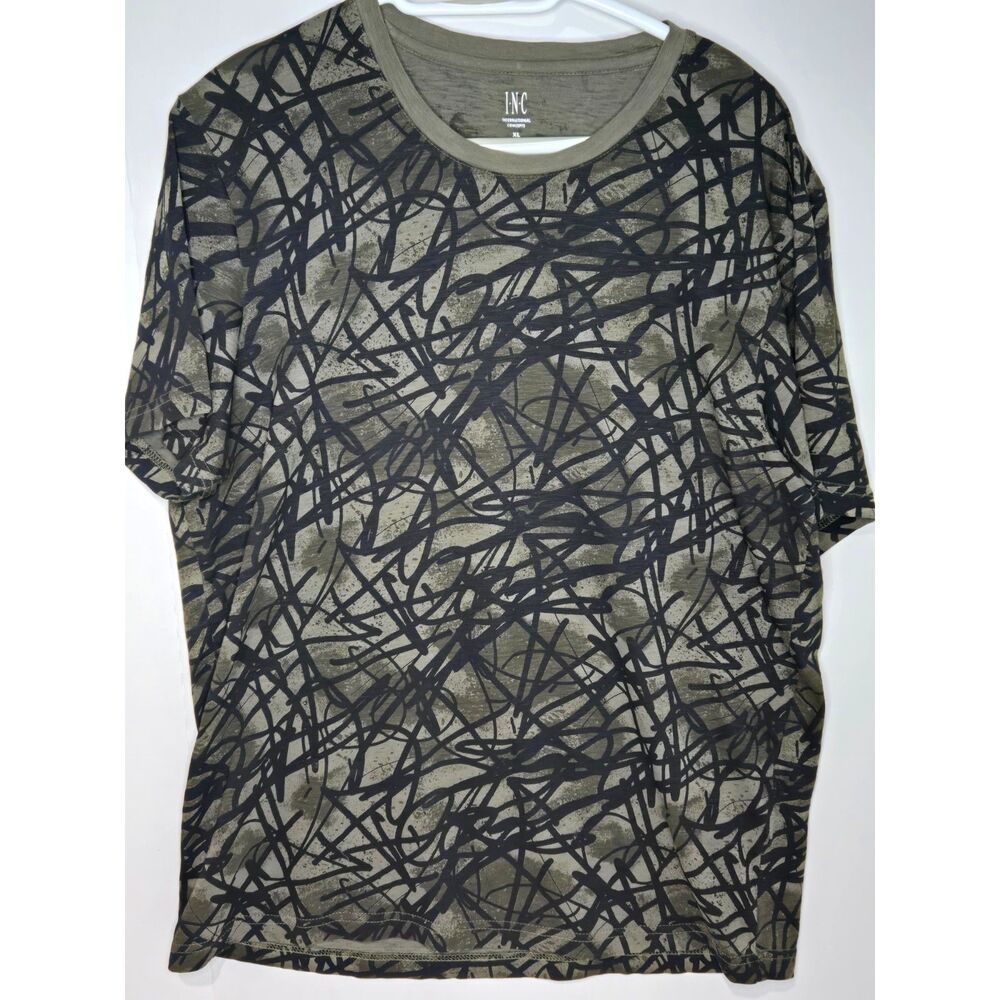 INC International Concepts Abstract Geometric T-Shirt | Men's Size XL | Green